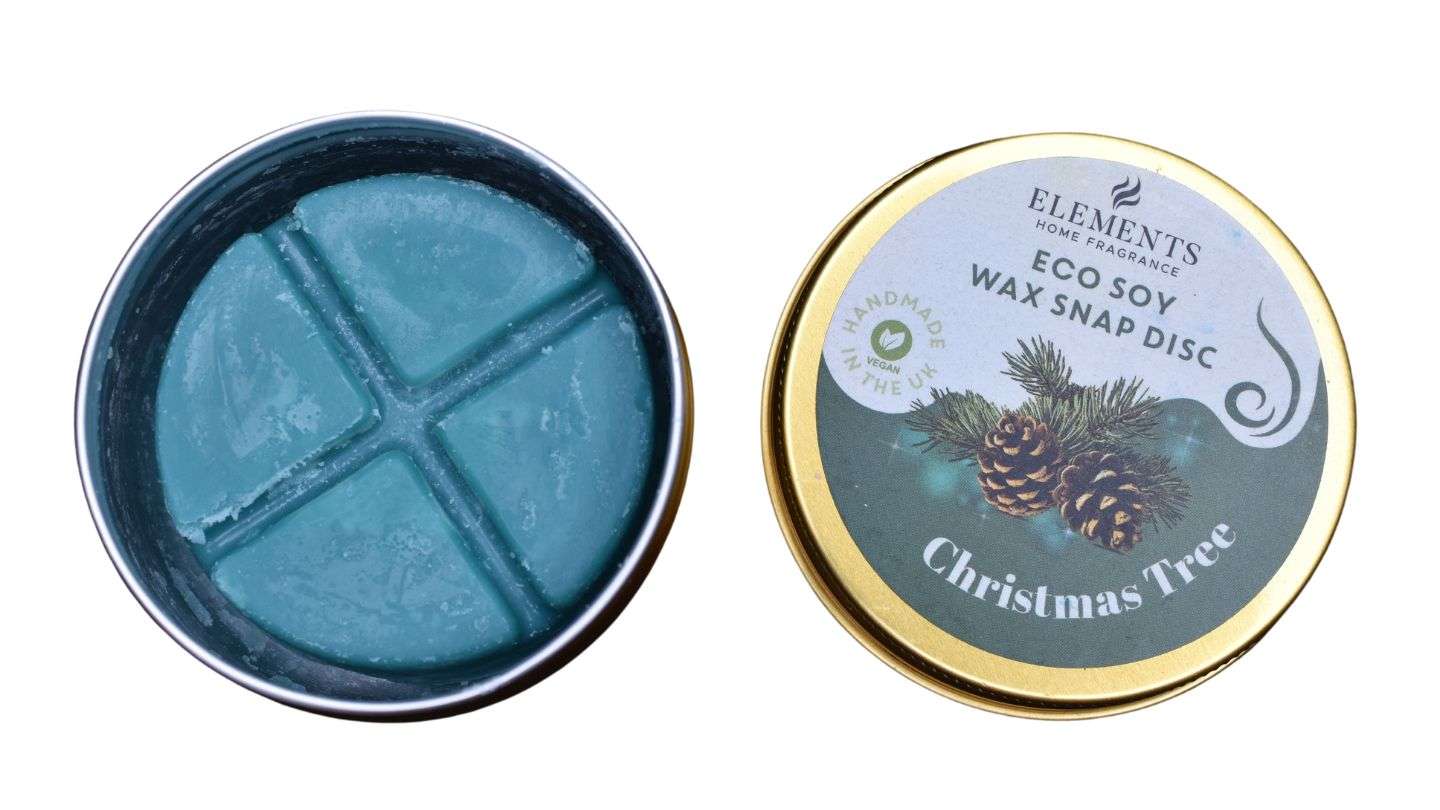 Duftvoks i eske som lukter julegran
