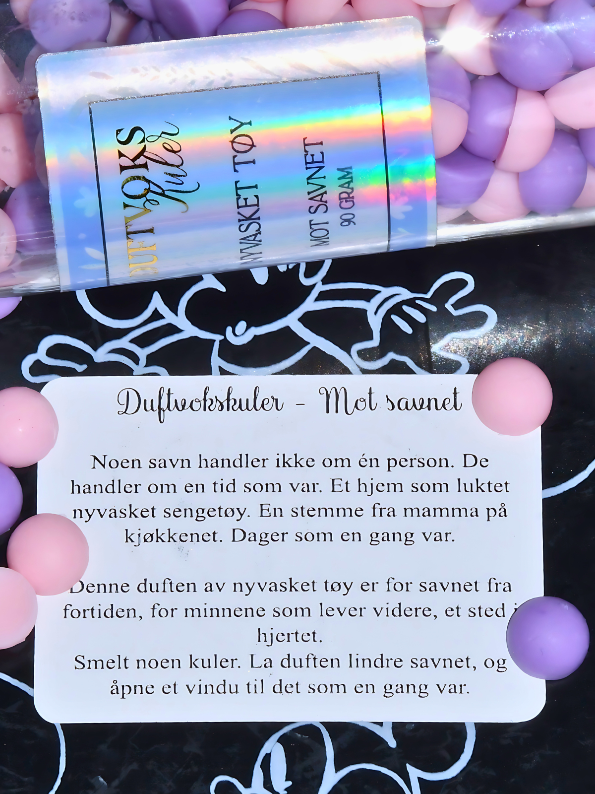 Duftvoks kuler med følelseskort. Mot savnet og dager som en gang var. La duften lindre savnet fra fortiden.