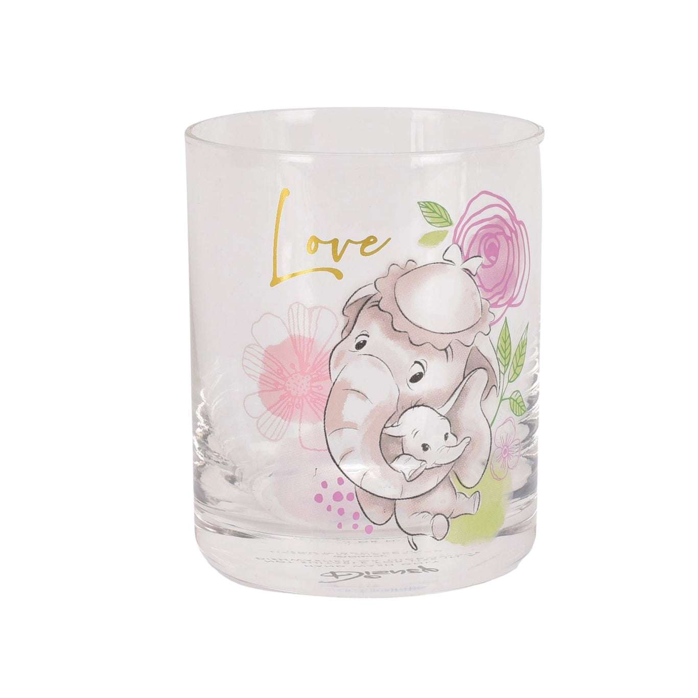 Et glass med baby dumbo sammen med sin bestemor. Glasset er et lisensiert Disney produkt, og er en perfekt bursdagsgave eller julegave til din bestemor for å vise din kjærlighet. Det ene glasset har teksten love, mens det andre glasset i dette settet er tekstet grandma.