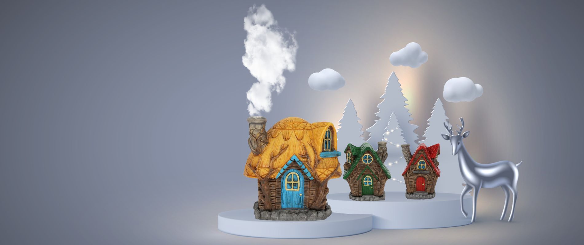 Røkelsesbrennere fra Fairy homes hvor det kommer røyk ut av pipen om man putter røkelses kjegler ut.