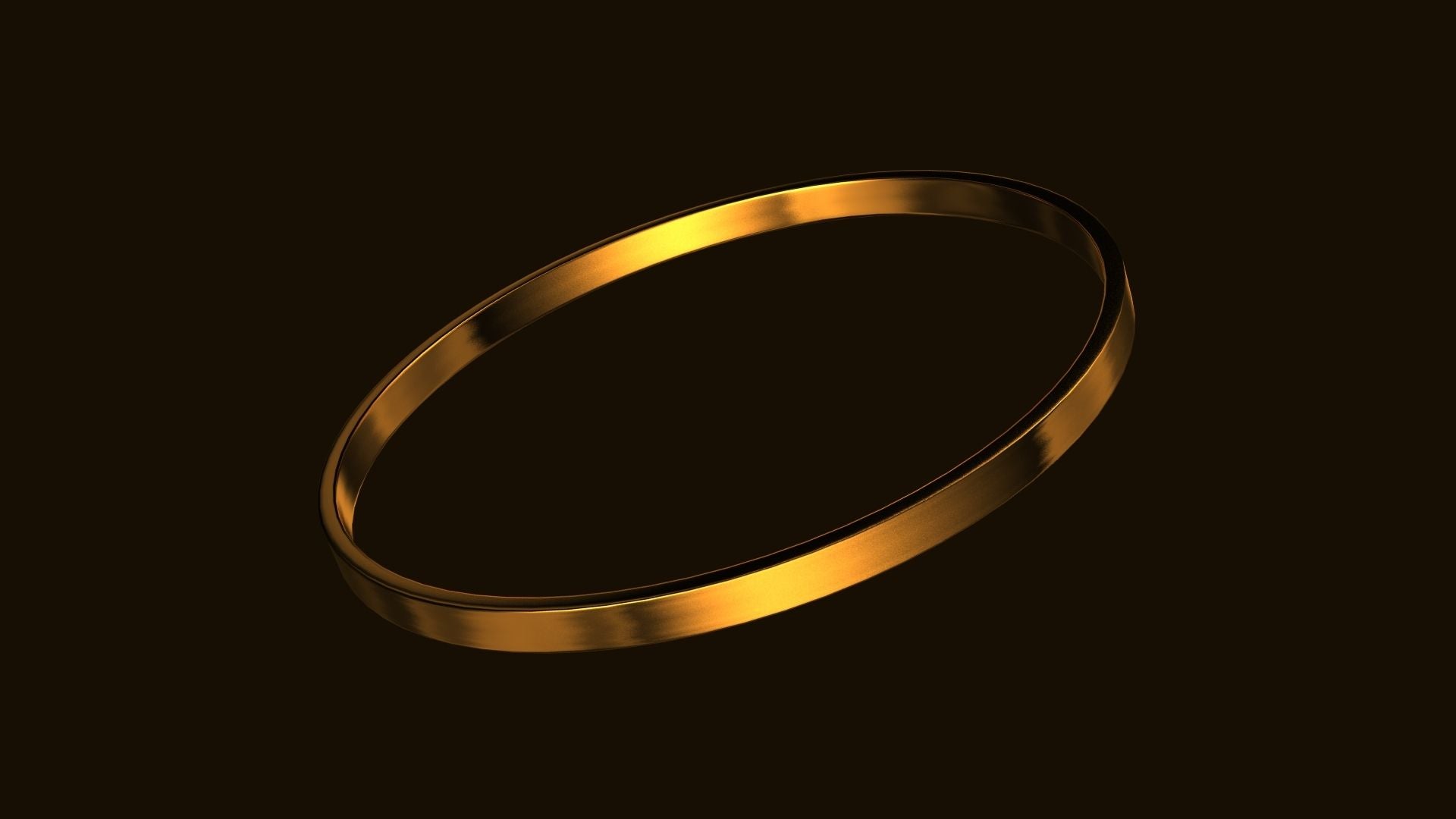 En gullring i 3D med sort bakgrunn