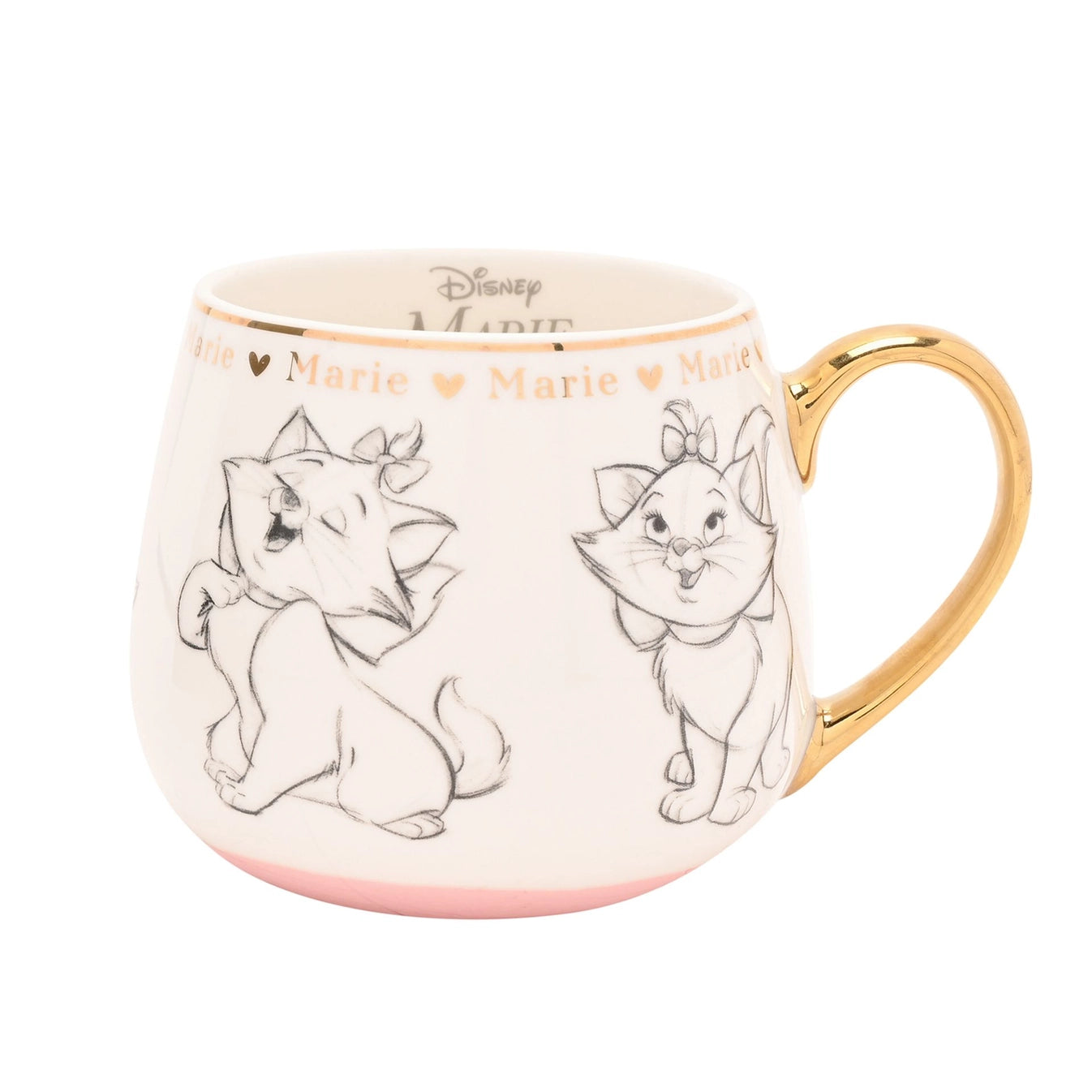 Marie kaffekopp fra Aristokattene i samlekrus serien Disney Classic Collectable Mug. Illustrasjonstegninger av katten Marie og gulldetaljer for stil og design. Kruset er laget i delikat bone china som er et ekstra fint og lett porselen.
