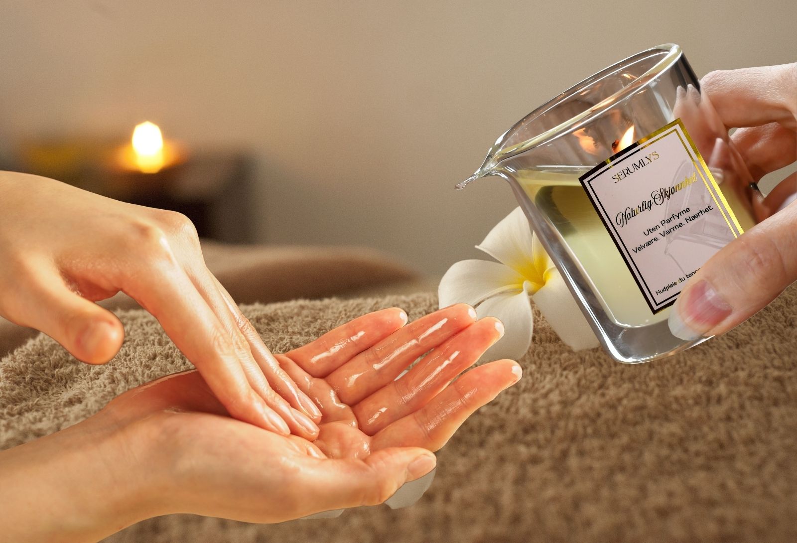 Lukseriøse oljer som gir næring og fuktighet til huden, samtidig som det gir ro og avkobling til sinn. Håndlaget med de beste ingrediensene for at du skal få avkoblingen du trenger i hverdagen. Lyset er tent og blir helt i hendene som gløder etter påføring.