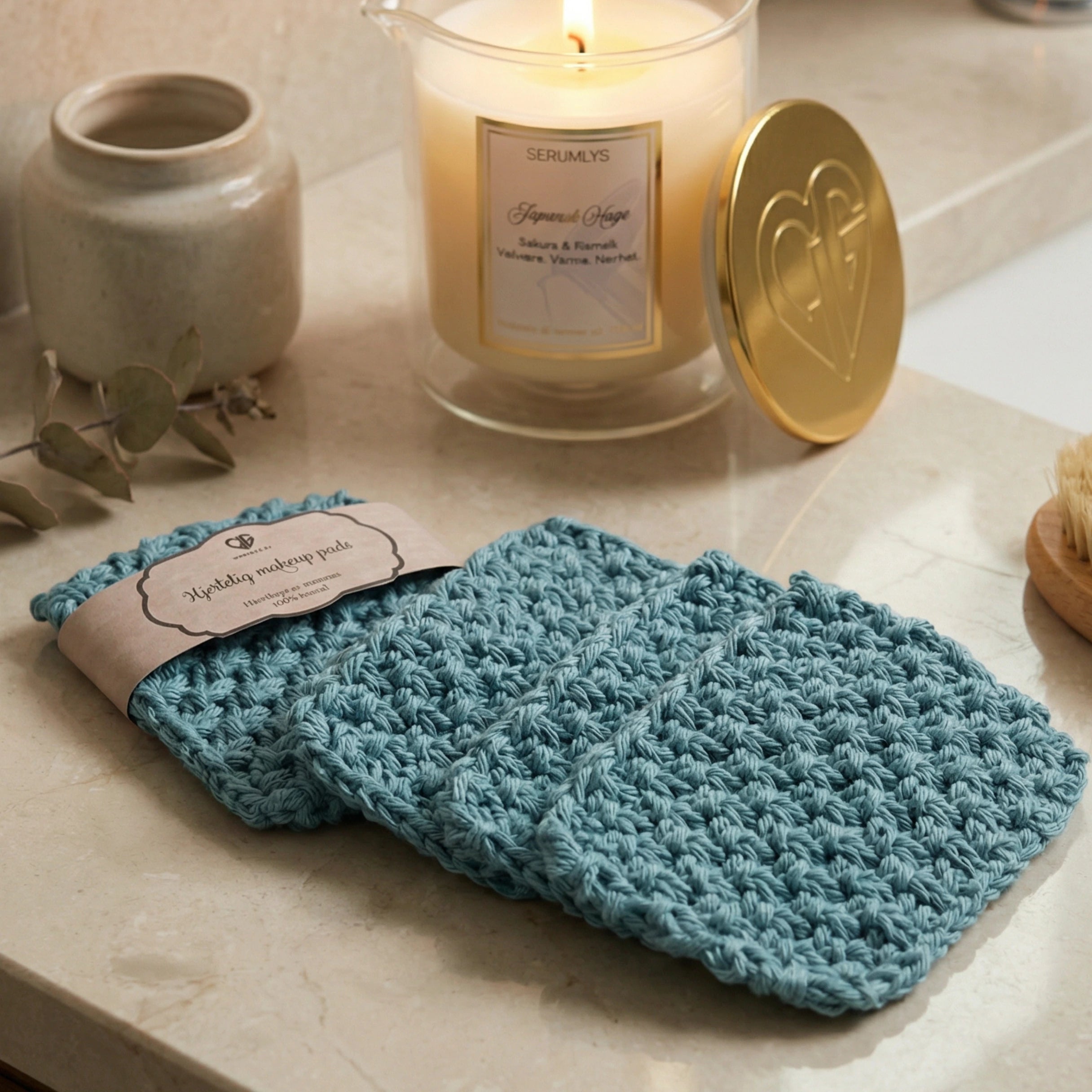 Makeup pads vaskekluter til ansiktet for sminke håndlaget i Norge. Sminke klutene er strikket i 100% bomull for å gi en skånsom og behagelig fjerning av sminke. Etter bruk er det bare å putte de i vaskemaskinen på 60%, så er de klar til nestegang. Garnet er testet og er helt fritt for skadelige kjemikalier, så disse klutene er helt trygge for barn også å bruke.