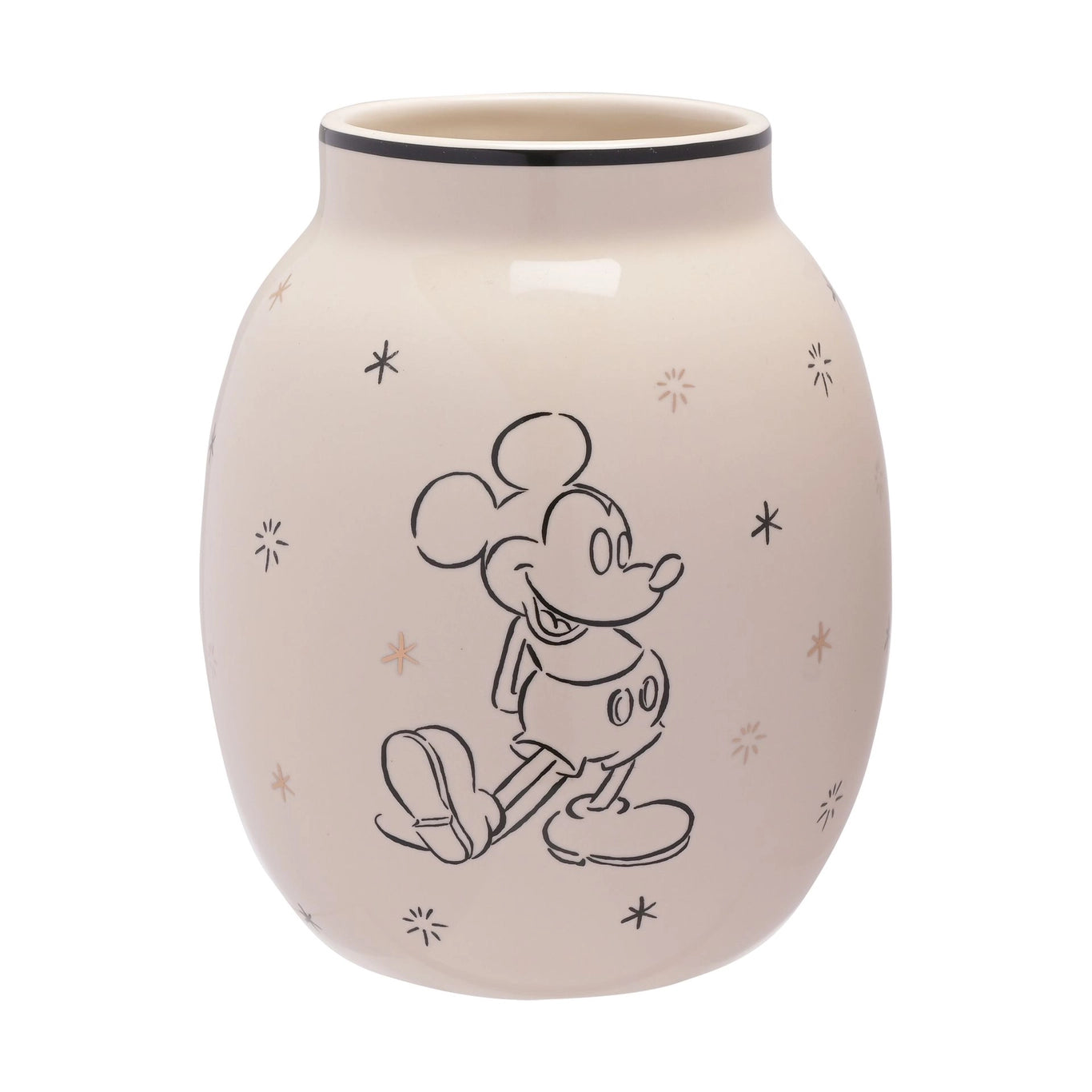 Mikke mus vase fra Disney. Her er nærbilde av vasen med mikke mus på. Denne vasen gir hjemmet en nydelig detalj med dinsey figuren mikke mus. For disney fans. Perfekt å gi bort i gave også til noen som elsker disney og mikke. Interiør til hjemmet man blir glad i.