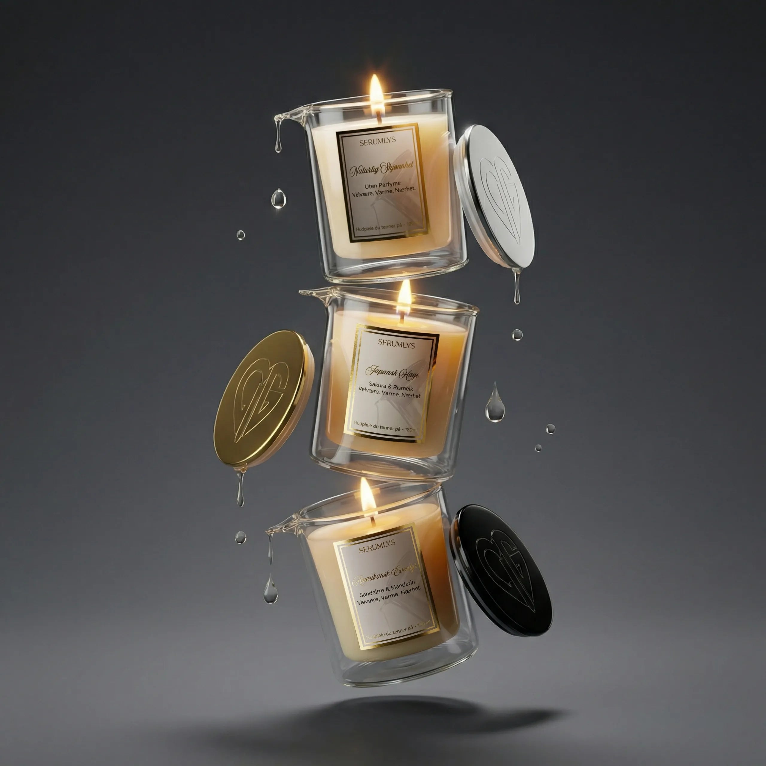 Olje serum i 3 varianter. Sakura og rismelk, sandeltre og mandarin og en helt uten parfyme. Naturlig hudpleie i et lys. Fantastisk spaopplevelse hjemme akkurat når det passer deg. Et glass inneholder ca 30 ganger med produkt for at du skal kunne nye naturlig, luksuriøs spa akkurat når det passer deg.