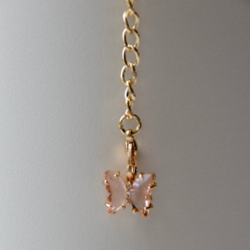 Sommerfugl smykke til tumbler - rosa stein