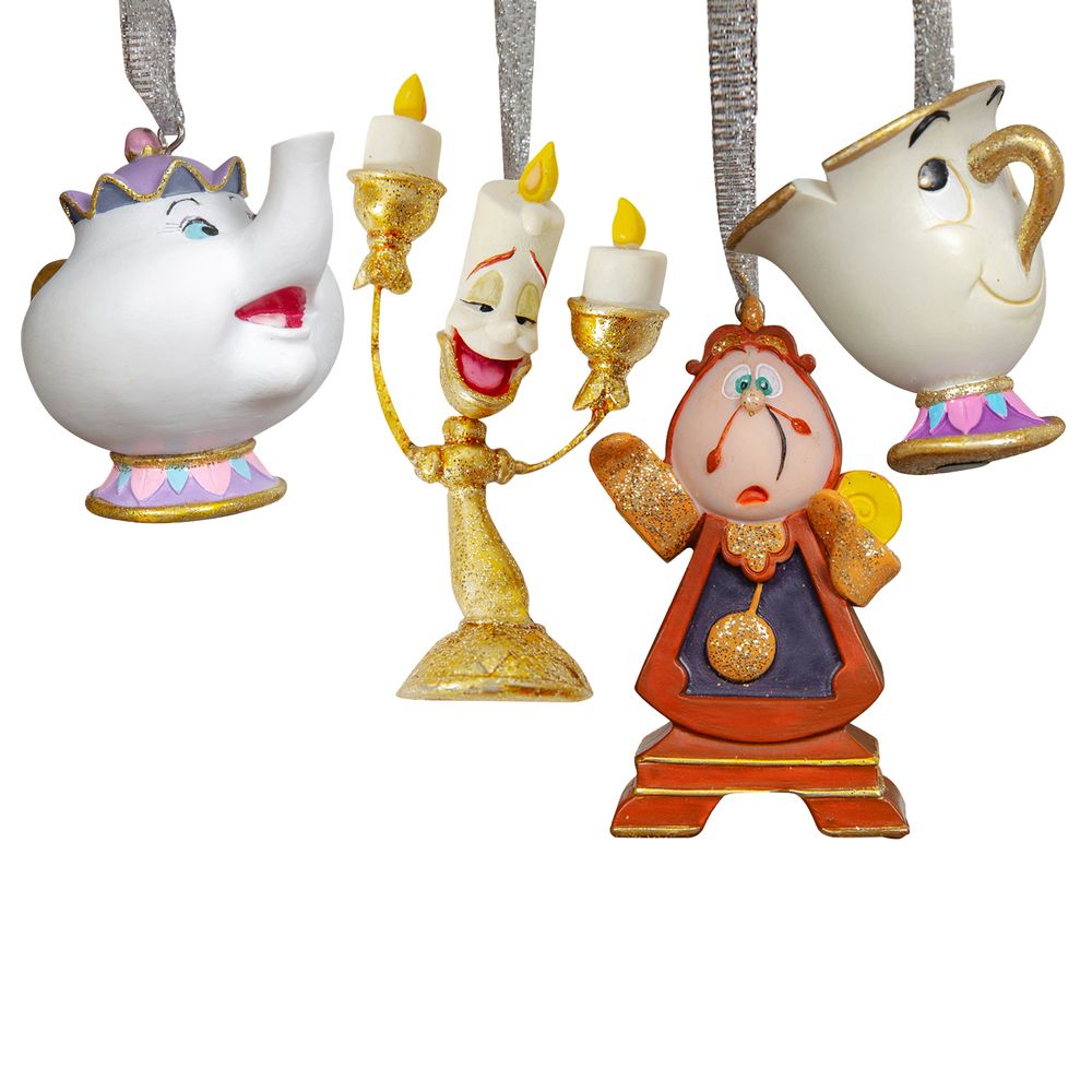 Julepynt fra Skjønnheten og udyret i fra disney til å henge på juletreet.