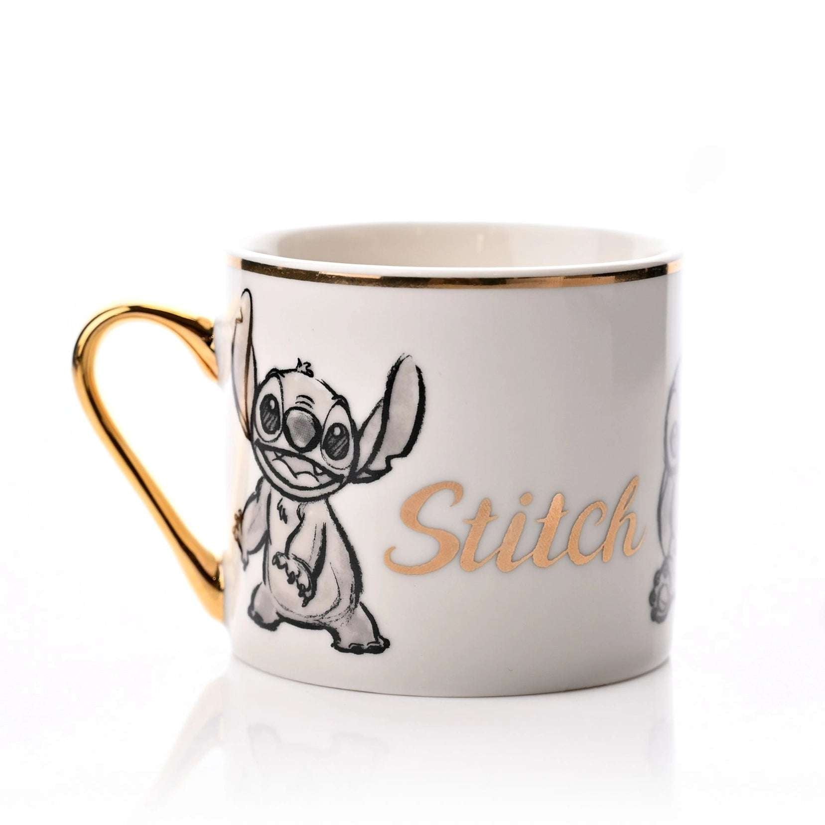 Stitch krus med tekst og bilde og gulldetaljer
