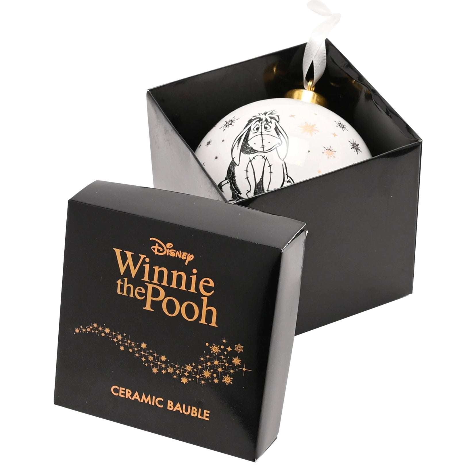 Tussi julekule i keramikk som ligger i esken. Lokket av eksen er tatt av og plassert ved siden av esken. En stor og tung julekule i keramikk med et nydelig design av Tussi. Perfekt til alle som elsker Disney, og en nydelig julegave.