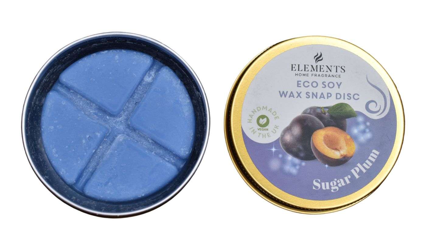 Duftvoks i eske med lukt av plomme