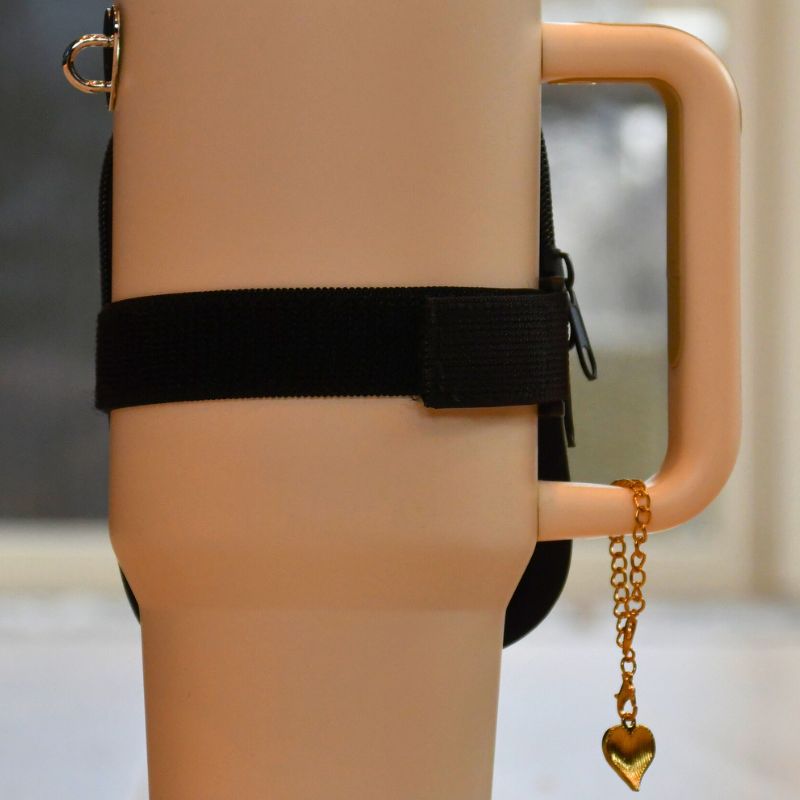 Vesken festes enkelt rundt termokoppen med borrelåsen som henger fast i vesken.