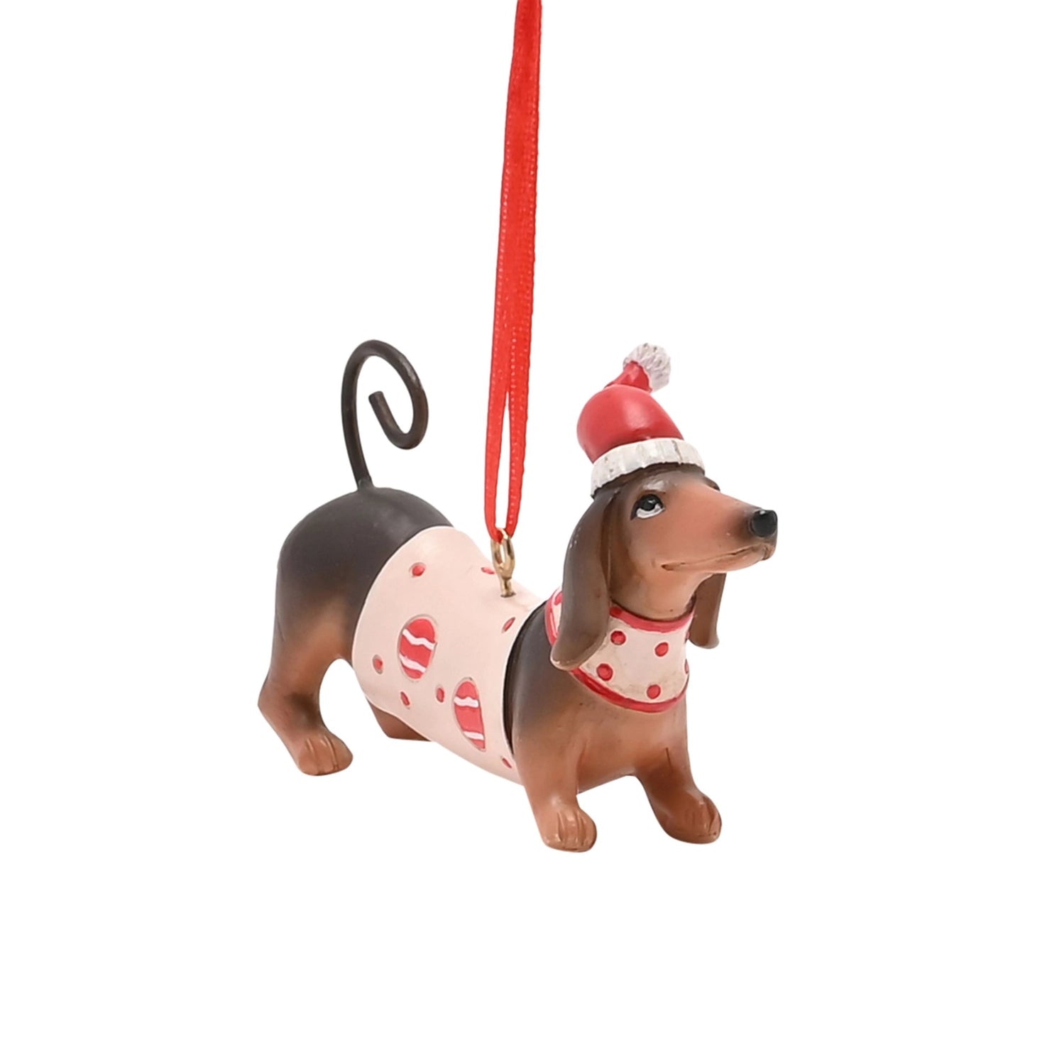 Winer dog med nisselue og genser til juletreet