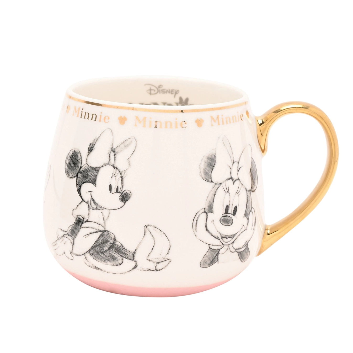 Minni Disney Collectable Mug i bone china, frontvisning med gullkanter, gullhank og gullskrift. Kruset gir en lukseriøs start på dagen med både magi og nostalgi av kjente disney figurer. Passer perfekt inn i et hvert hjem.