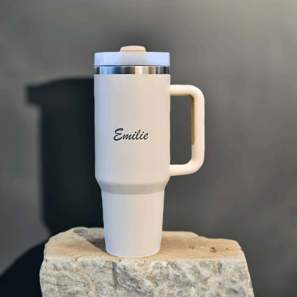 Earthworm Jim - Beige tumbler med sugerør