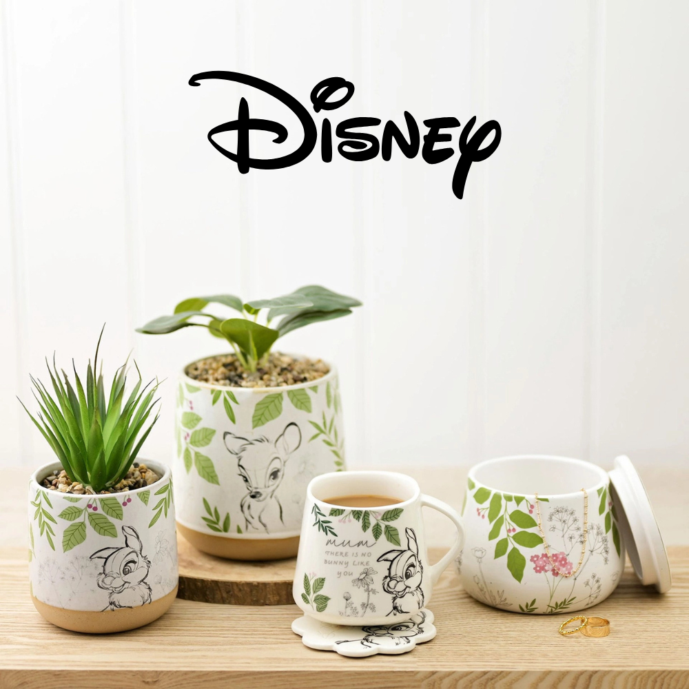 Fyll hjemmet med flott Disney interiør. Her ser du en av seriene våre. Vi har både potteplanter, kaffekopp med Trampe og krukke i dette settet. 