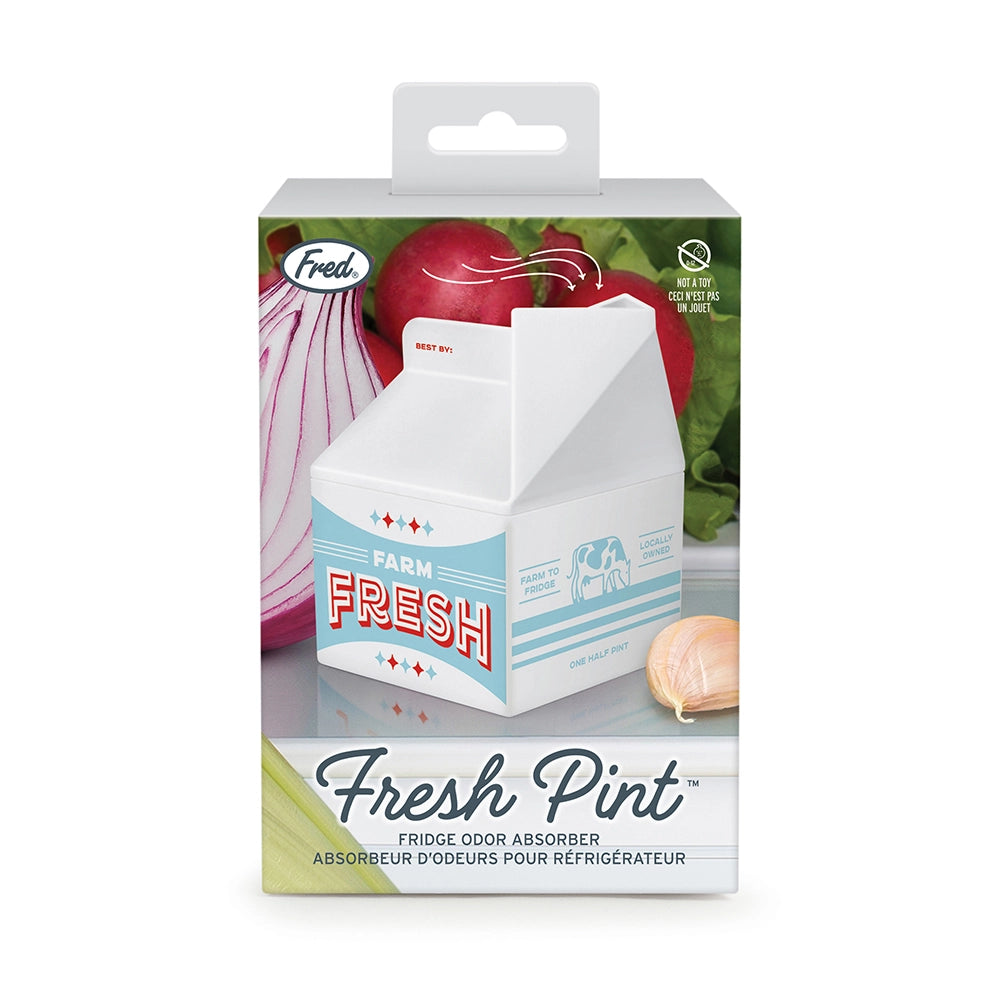 Fresh Pint emballasje som absorberer vondt lukt fra kjøleskapet. Morsom og praktisk gave som kommer godt med. 