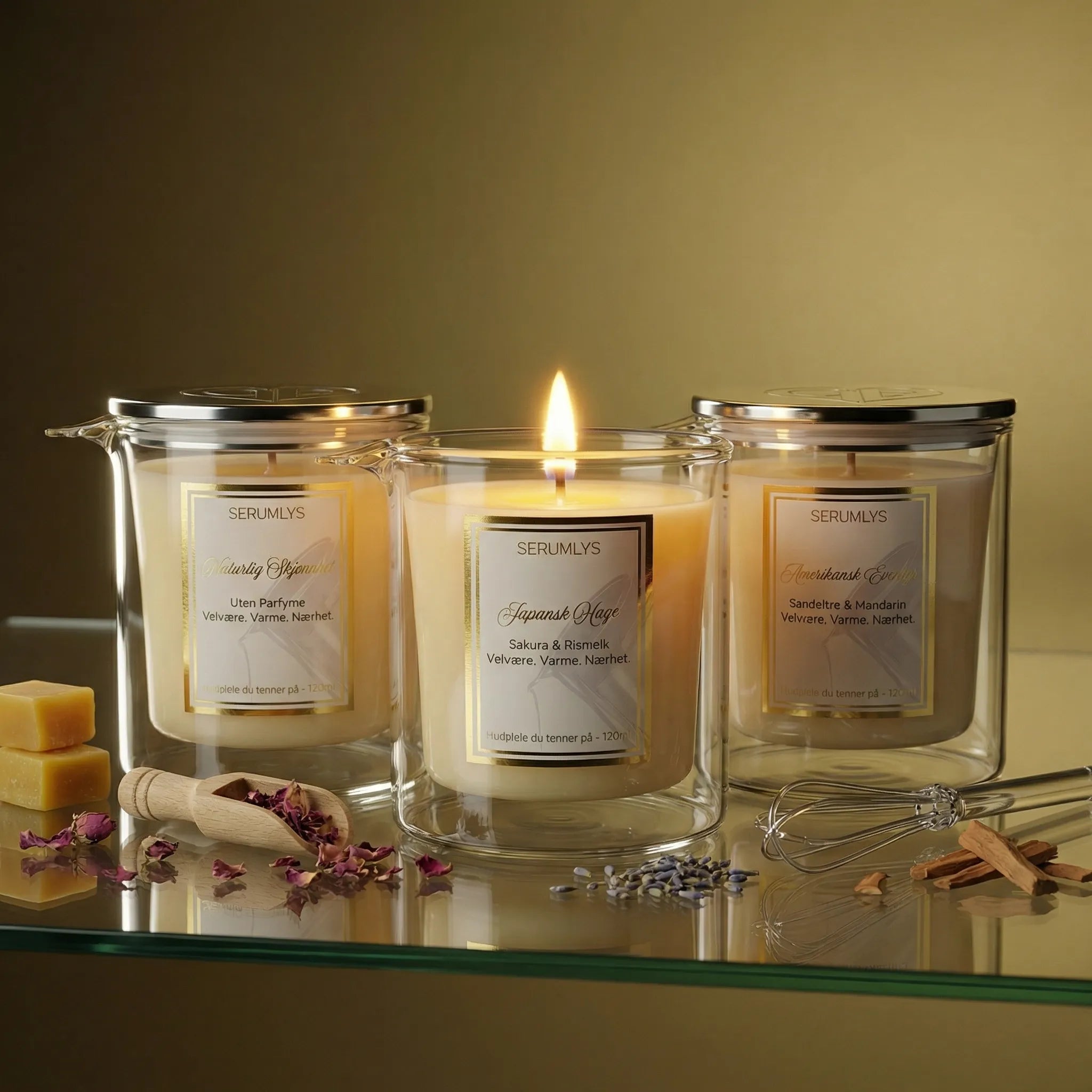 Håndlaget av naturlige planteoljer. Tre varianter og alt er håndlaget av oss i Norge. Vi bruker oljene solsikkeolje, babassu, camellia, mct, argan, squalane, jojoba og en liten andel bivoks. Ettikettene og esken er også håndlaget av oss. Kortreist og premium produkt av første klasses kvalitet. 