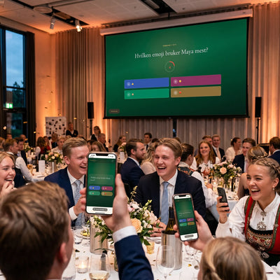 Konfirmasjon med live quiz som gjestene blir med på ved å skanne en qr-kode. Her har konfirmanten laget spørsmål om seg selv som gjesstene svarer på. De får 4 svaralternativer. Få spørsmålene og resultatet opp på storskjerm. Gjestene og konfirmanten selv kommer til å synes dette er både underholdene, morsomt og skaper minner, samtidig blir de enda bedre kjent med konfirmanten. 