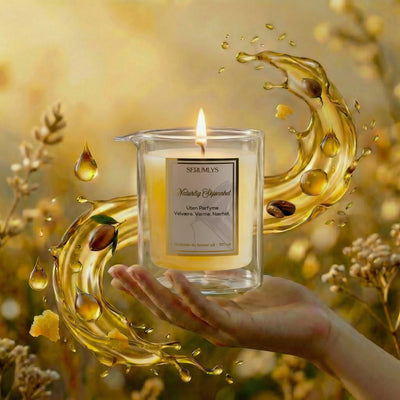 Naturlig skjønnhet er et helt naturlig kropps serum. Laget av naturlige planteoljer av høyeste kvalitetet fordi vi vet at kroppen din fortjener kun det beste. På bilde her kan man se de naturlige oljene sveve rundt serumlyset, for å vise at denne varianten er helt naturlig. Her finner du ikke noe fyllstoff, ikke noe parfyme, kun helt naturlige ingredienser som passer til alle hudtyper. Tenn lyset og masser de deilige næringsrike, varme oljene på kroppen. 