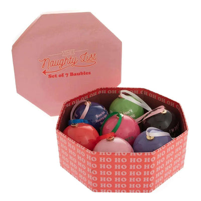 Julekulesett i eske - 7 morsome julekuler med tekst