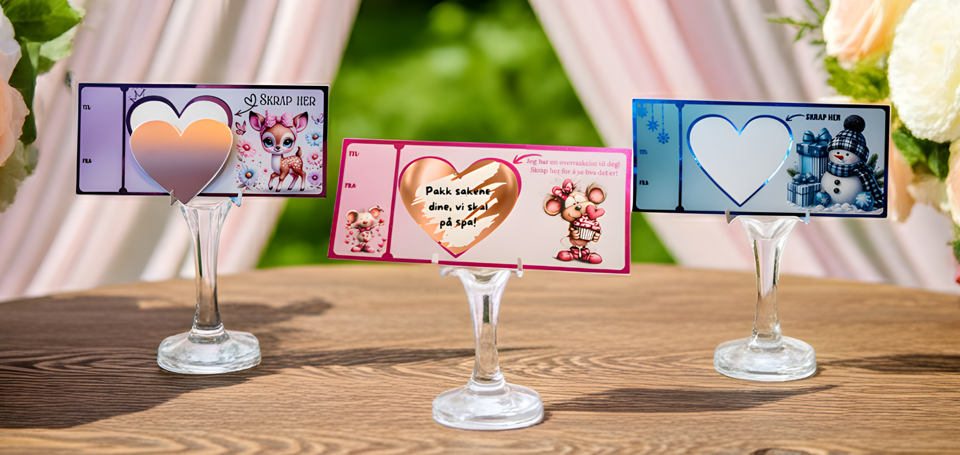 Håndlagde kort og gavelapper