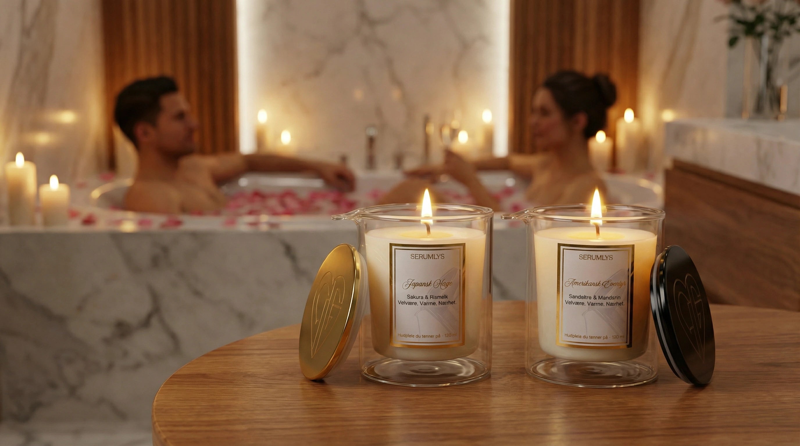 Serum lyset er et lys man tenner for så å helle de varme næringsrike oljene på kroppen. Perfekt om man vil gjøre datenighten til noe helt spesielt. Nærhet, varme, stemning og omsorg er bare noen av ordene som beskriver dette produktet. Gjør deres date night om til en romantisk spa kveld.