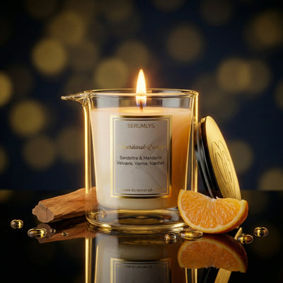 Amerikansk eventyr er et kropps serum lys med laget av naturlige oljer. Denne varianten er med duften mandarin og sandeltre. En herlig maskulin duft som man bare vil ha mer av. Tenn lyset og hell de varme næringsrike oljene med kun en liten andel bivoks på kroppen og kjenn hva den gjør. Dette er et produkt laget for at kroppen din kun fortjener det aller beste av premium ingredienser som kroppen lenger etter. 