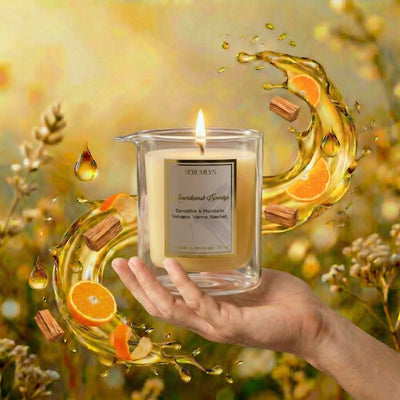 Amerikansk eventyr er et kropps serum lys med laget av naturlige oljer. Denne varianten er med duften mandarin og sandeltre. En herlig maskulin duft som man bare vil ha mer av. Tenn lyset og hell de varme næringsrike oljene med kun en liten andel bivoks på kroppen og kjenn hva den gjør. Dette er et produkt laget for at kroppen din kun fortjener det aller beste av premium ingredienser som kroppen lenger etter. 