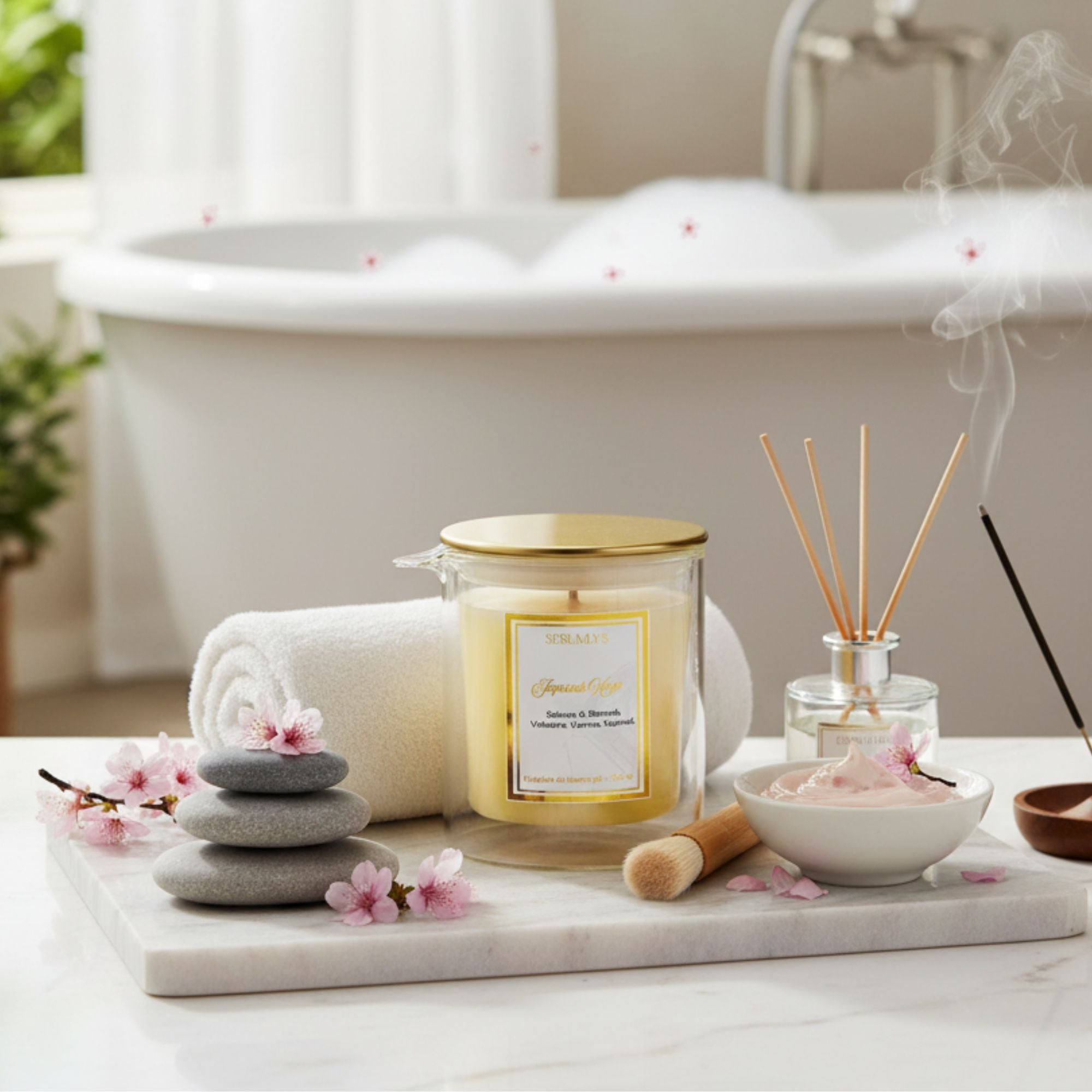 Naturlige oljer til kroppen i et lys. Masser de smeltet herlige oljene godt inn i kroppen og kjenn på godhet, ro og velvære. Varme oljer som pleier, duft av rismelk og sakura. Bare det beste er godt nok. Fantastisk gave til kjæresten, eller noen du er glad i. 