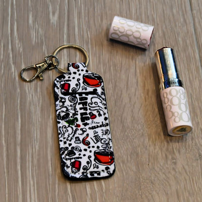 Veske til lipstick med kaffemotiv. 