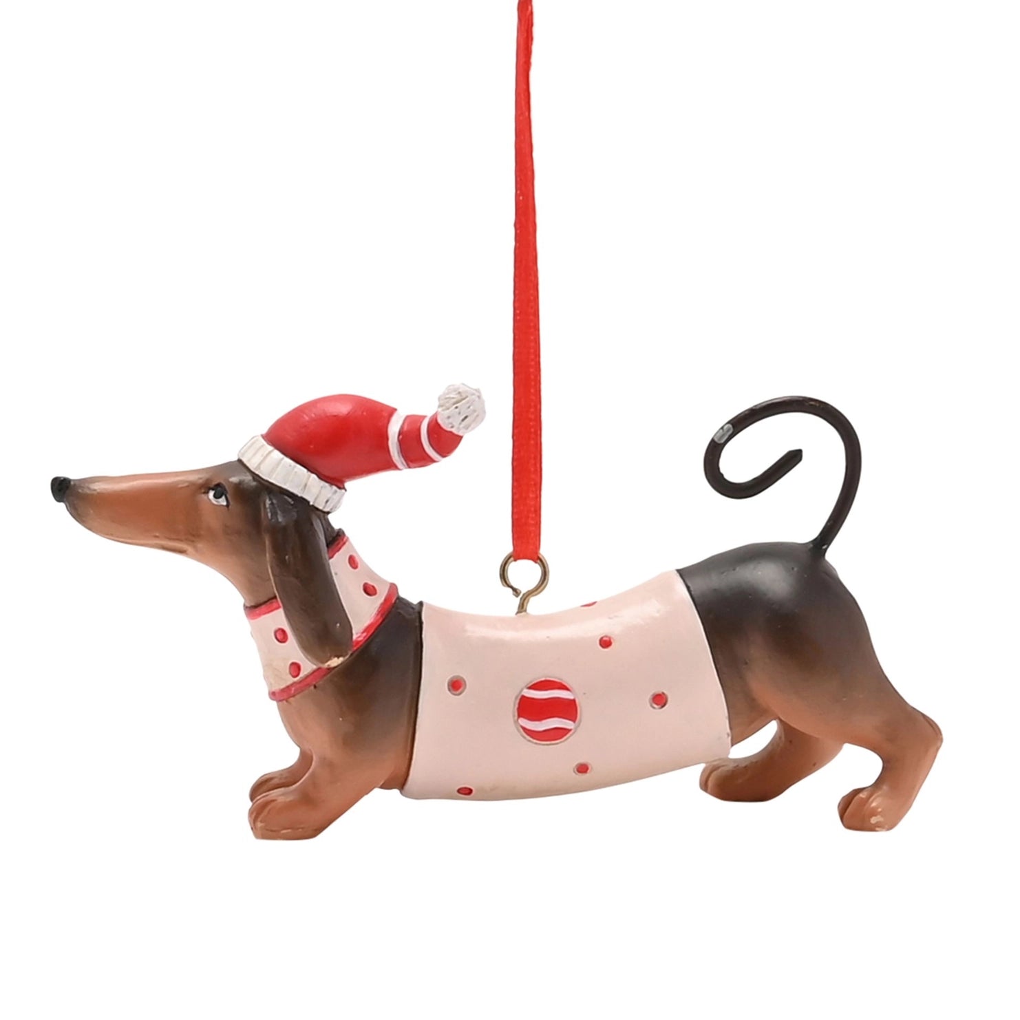 En dachshund med nisselue. Denne søte pølsehunden er perfekt til alle som elsker dachshund.