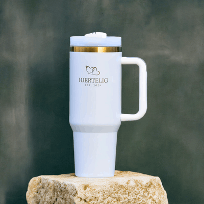 Zelda - Hvit termokopp med gullkant og logo