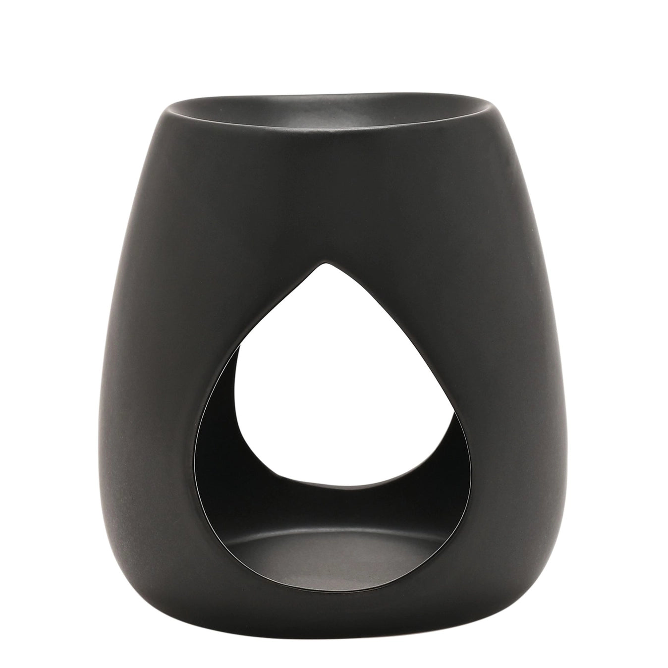 Moderne svart voksbrenner med dråpeformet utskjæring. Tenn et telys og plasser dette inni brenneren. Putt duftvoks eller duftolje på toppen av duft smelteren og kjenn lukten som sprer seg i rommet. Reingjør enkelt oljebrenneren etter bruk. 