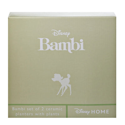 Esken til potteplantesett fra Disney med Bambi og Trampe. Lett å gi bort i julegave da disse blomsterpottene kommer i en nydelig eske fra Disney. 