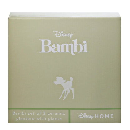 Esken til potteplantesett fra Disney med Bambi og Trampe. Lett å gi bort i julegave da disse blomsterpottene kommer i en nydelig eske fra Disney. 
