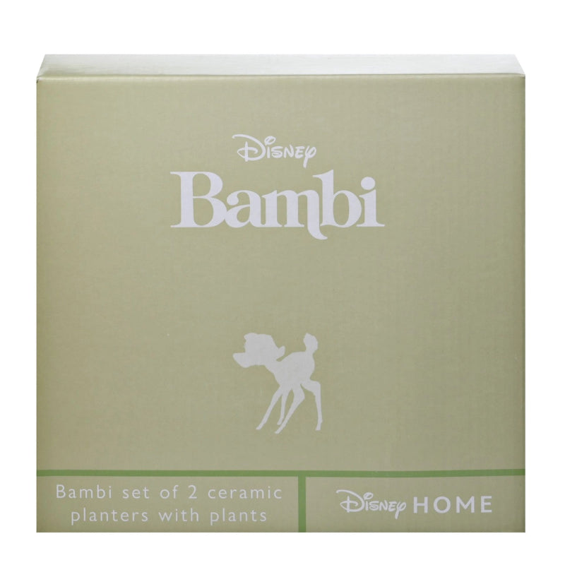 Esken til potteplantesett fra Disney med Bambi og Trampe. Lett å gi bort i julegave da disse blomsterpottene kommer i en nydelig eske fra Disney. 